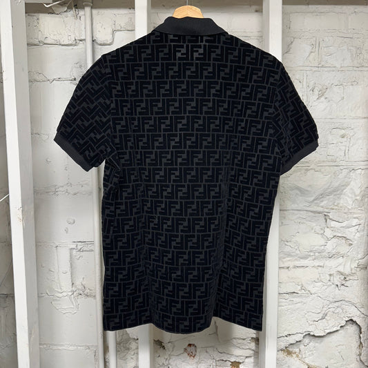 Fendi Black Felt Monogram Polo Sz M