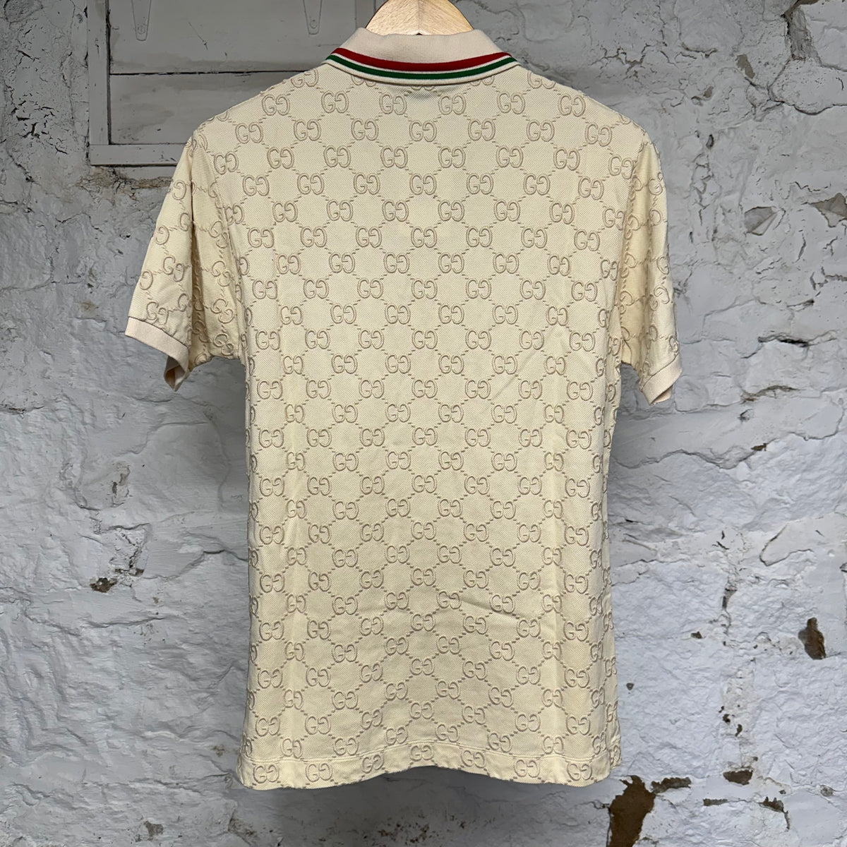 Gucci GG Monogram Cream Polo Sz S
