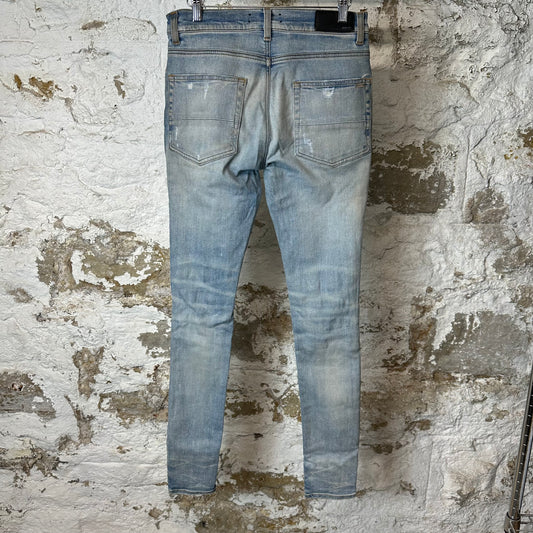 Amiri MX1 Multicolor Flannel Blue Denim Jeans Sz 28