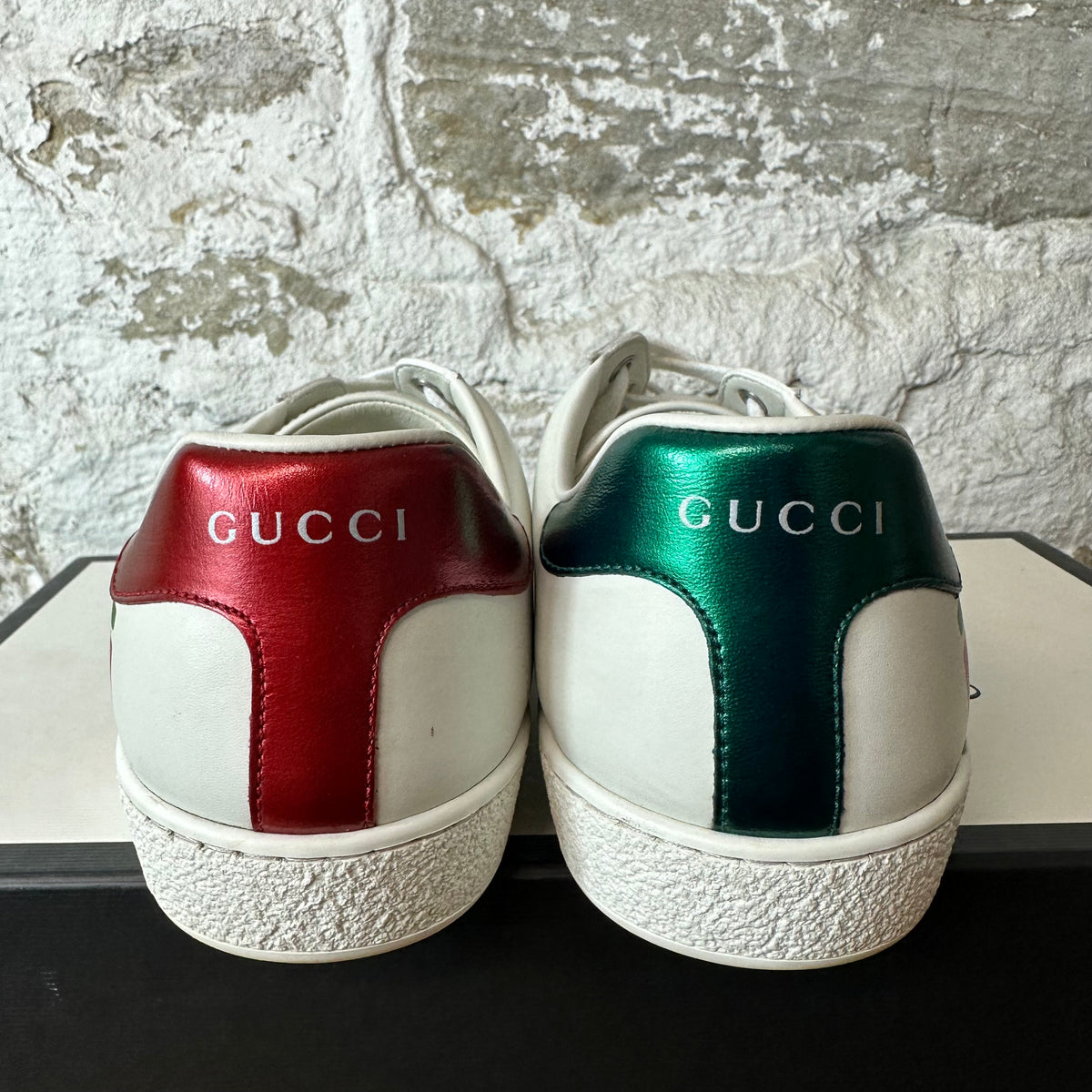 Gucci Red Green GG Logo White Ace Sneaker Sz 7.5