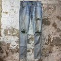 Amiri MX1 Green Suede Blue Denim Jeans Sz 32