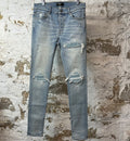 Amiri MX1 Light Blue Suede Blue Denim Jeans Sz 32
