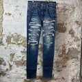 Amiri MX1 Blue Plaid Flannel Dark Blue Denim Jeans Sz 34