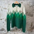 Casablanca Degrade Boucle Green Polo Sweater Sz M