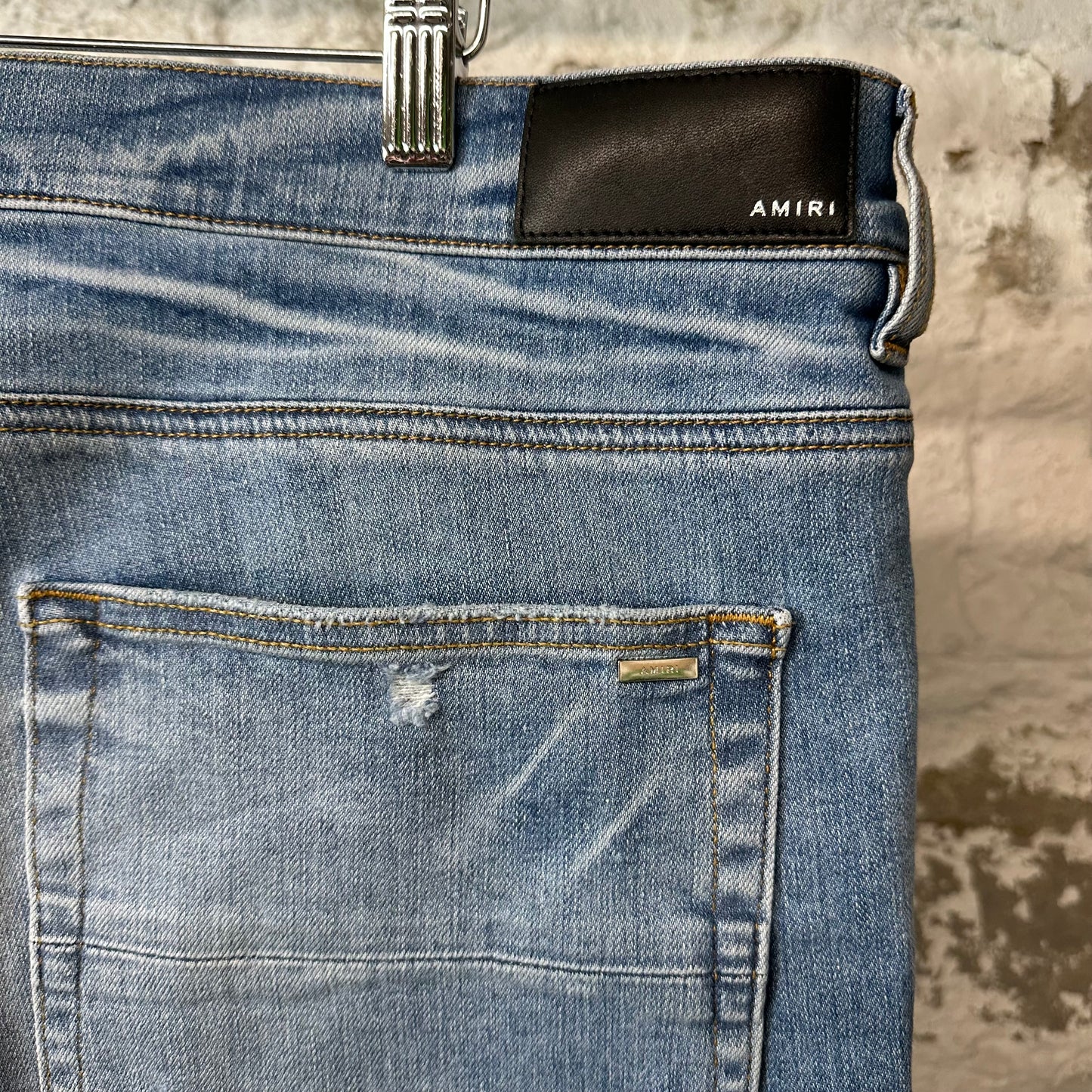 Amiri Plain Blue Perfect Indigo Denim Jeans Sz 38 (Stained)