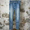 Amiri Distressed Side Spell Blue Denim Jeans Sz 31