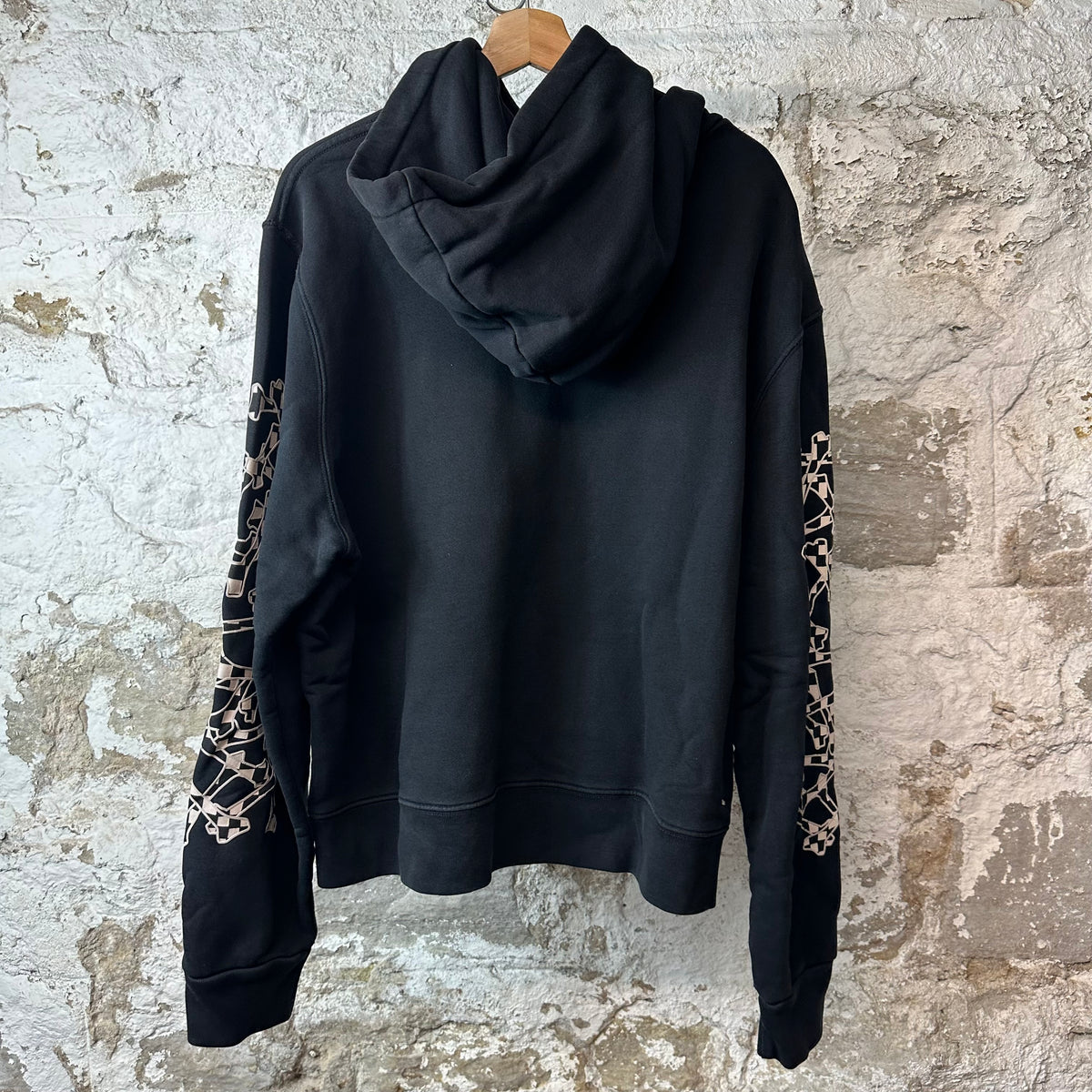Amiri Checkered Sleeve Bones Hoodie Black Sz XL