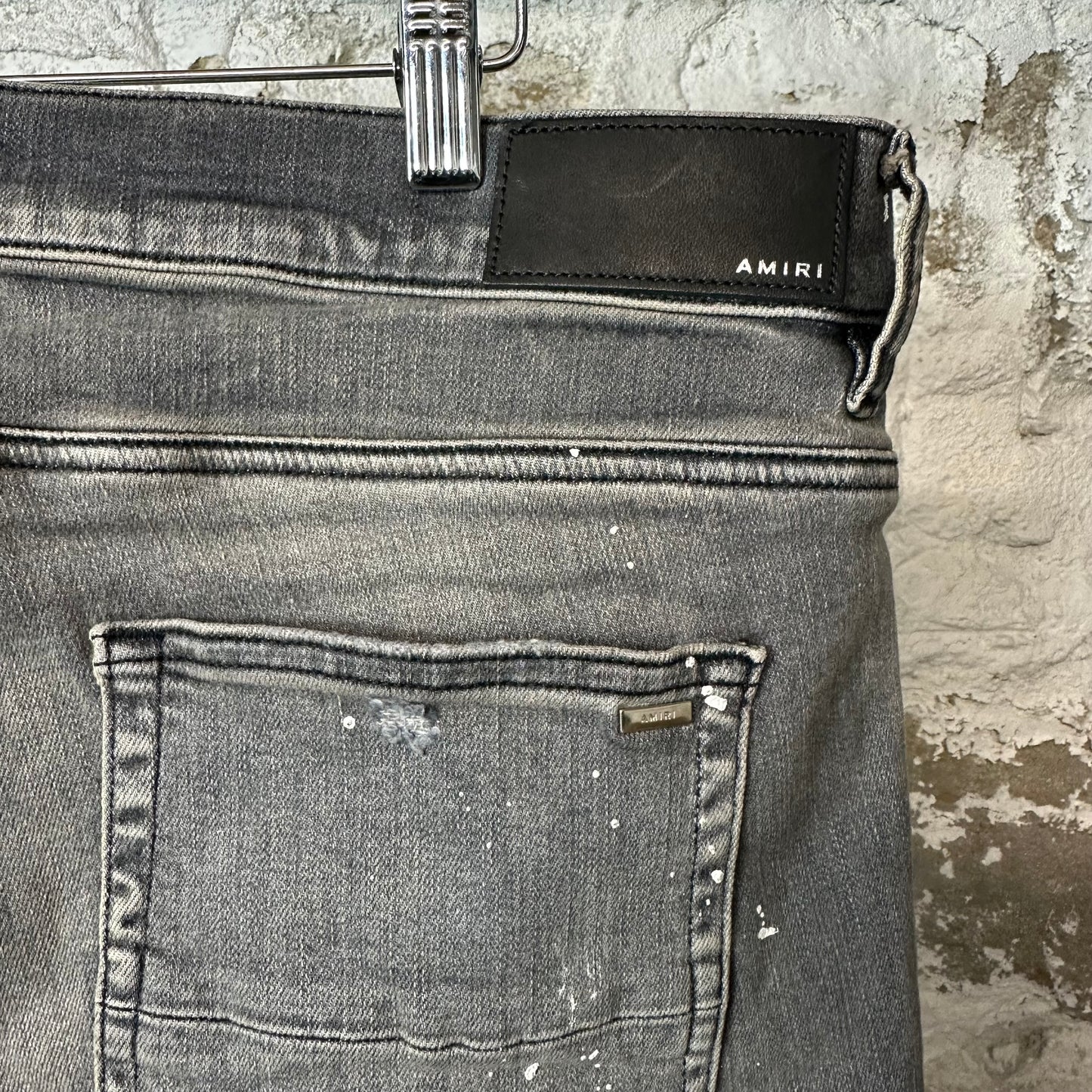 Amiri AM Drip Gray Denim Jeans Sz 40
