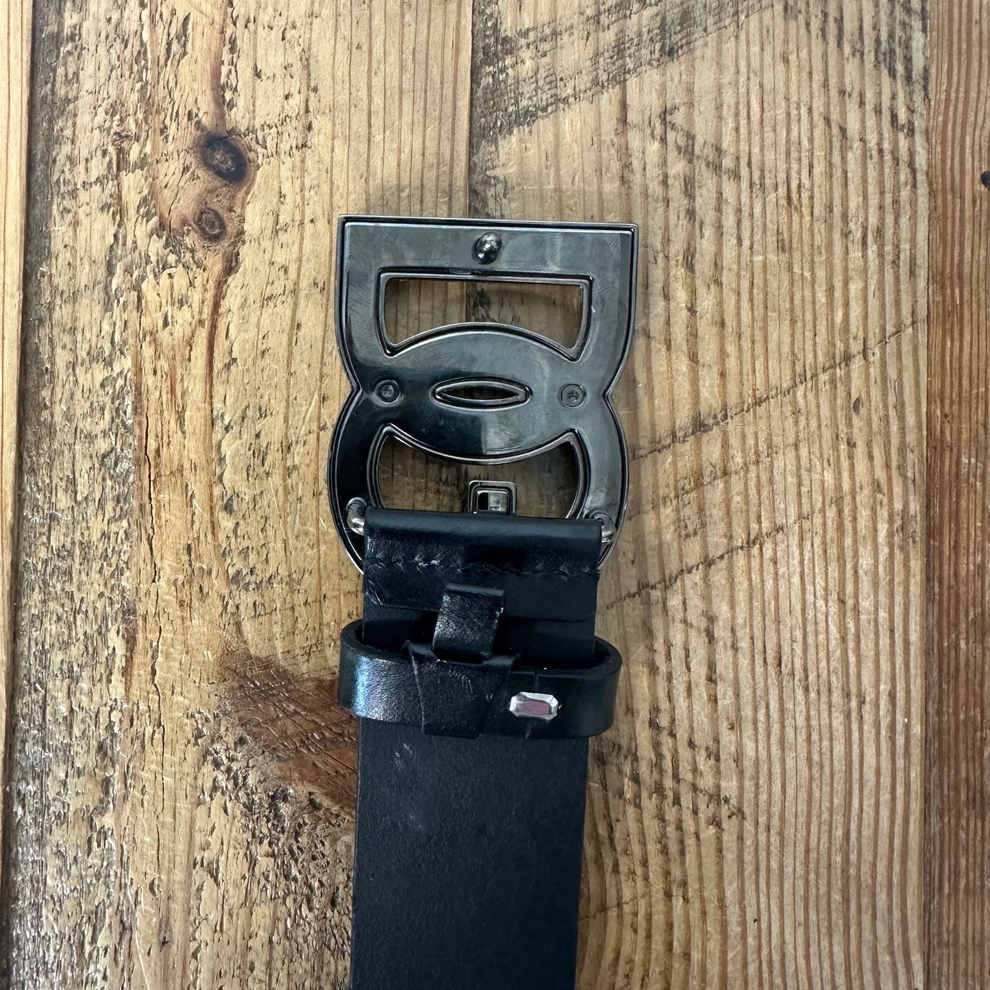 Dolce Gabanna Silver Buckle Black Belt Sz (85)
