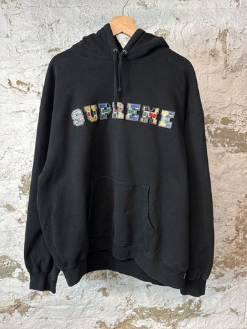 Supreme Patchwork Spell Hoodie Black Sz XL