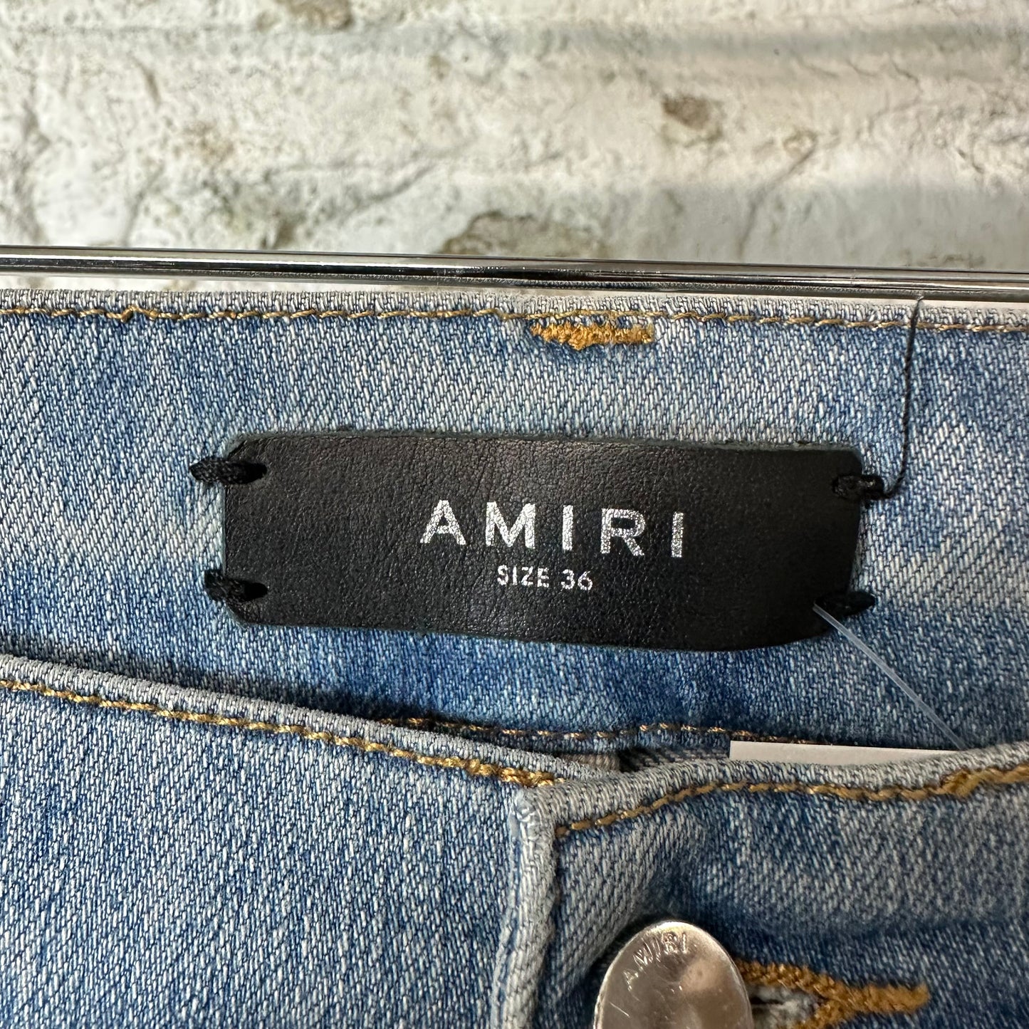 Amiri Leopard Thrasher Blue Denim Jeans Sz 36