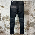 Amiri MX1 Grey Art Patch Black Denim Jeans Sz 28