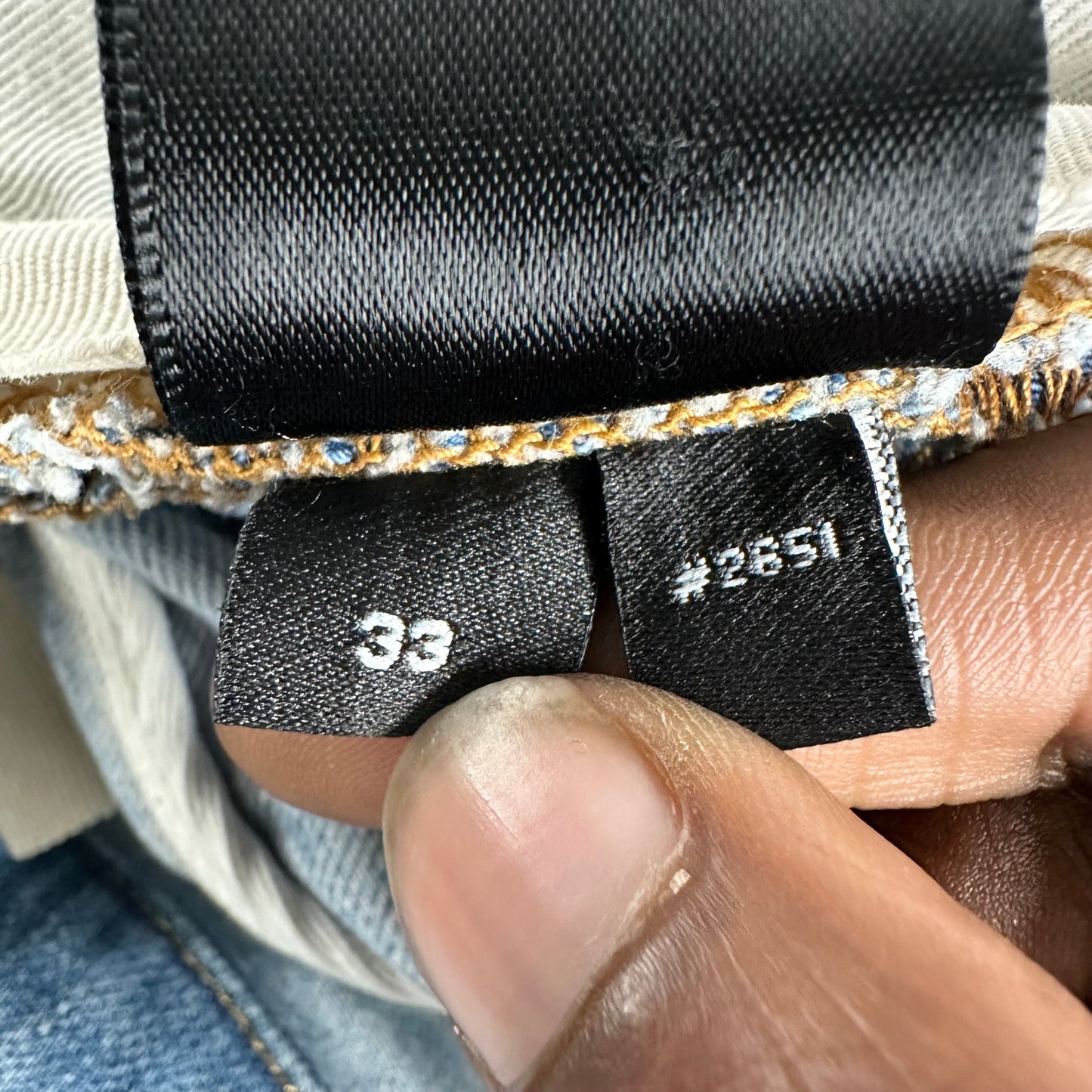 Amiri MX1 Cream Suede Blue Denim Jeans Sz 33