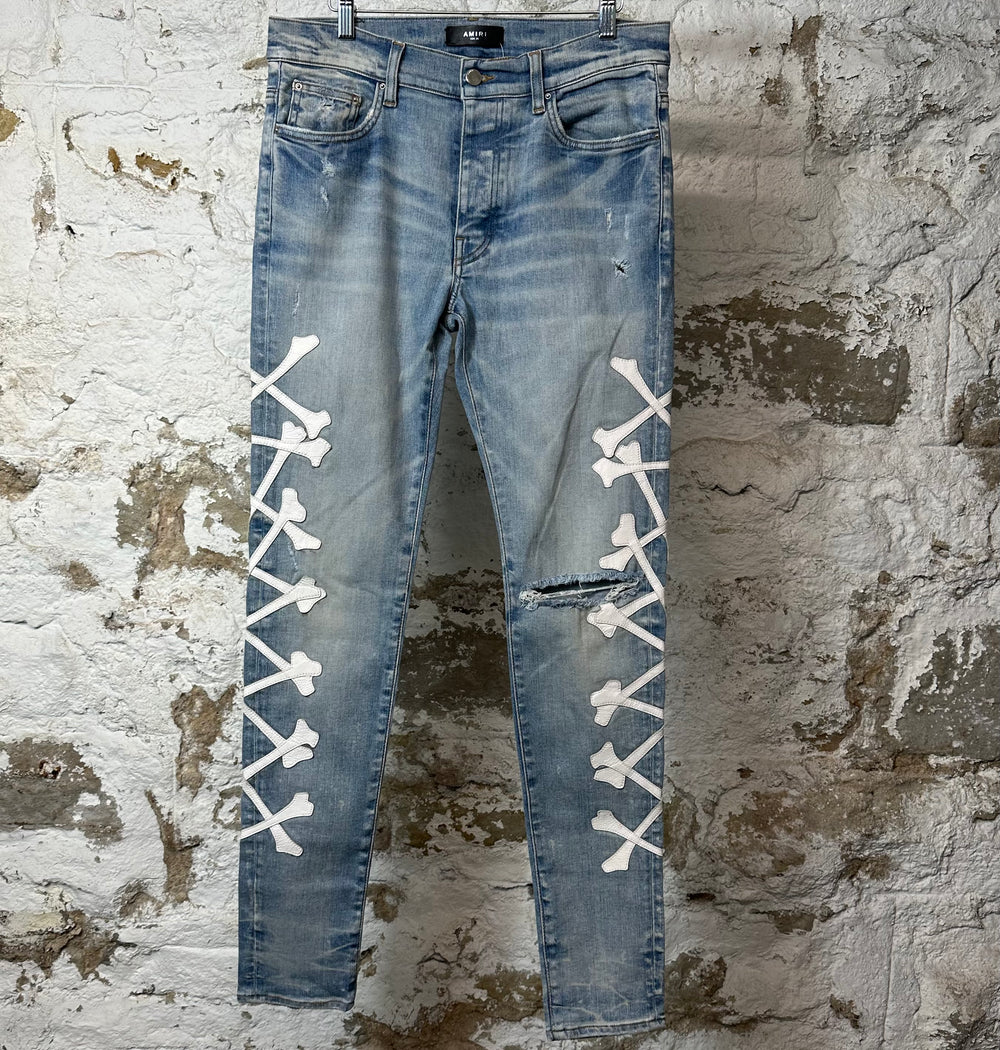 Amiri White Bone Blue Denim Jeans Sz 32