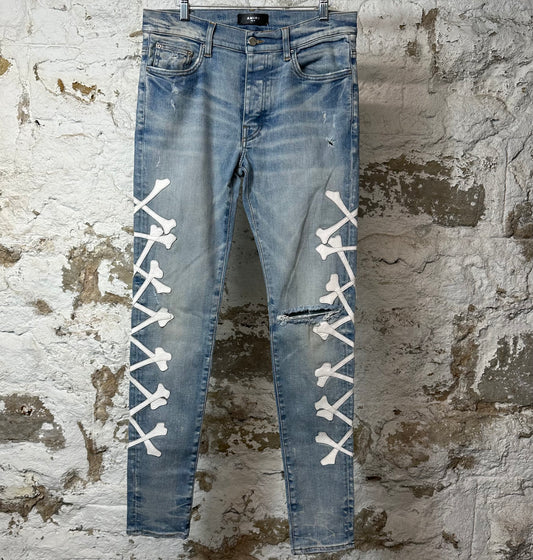 Amiri White Bone Blue Denim Jeans Sz 32
