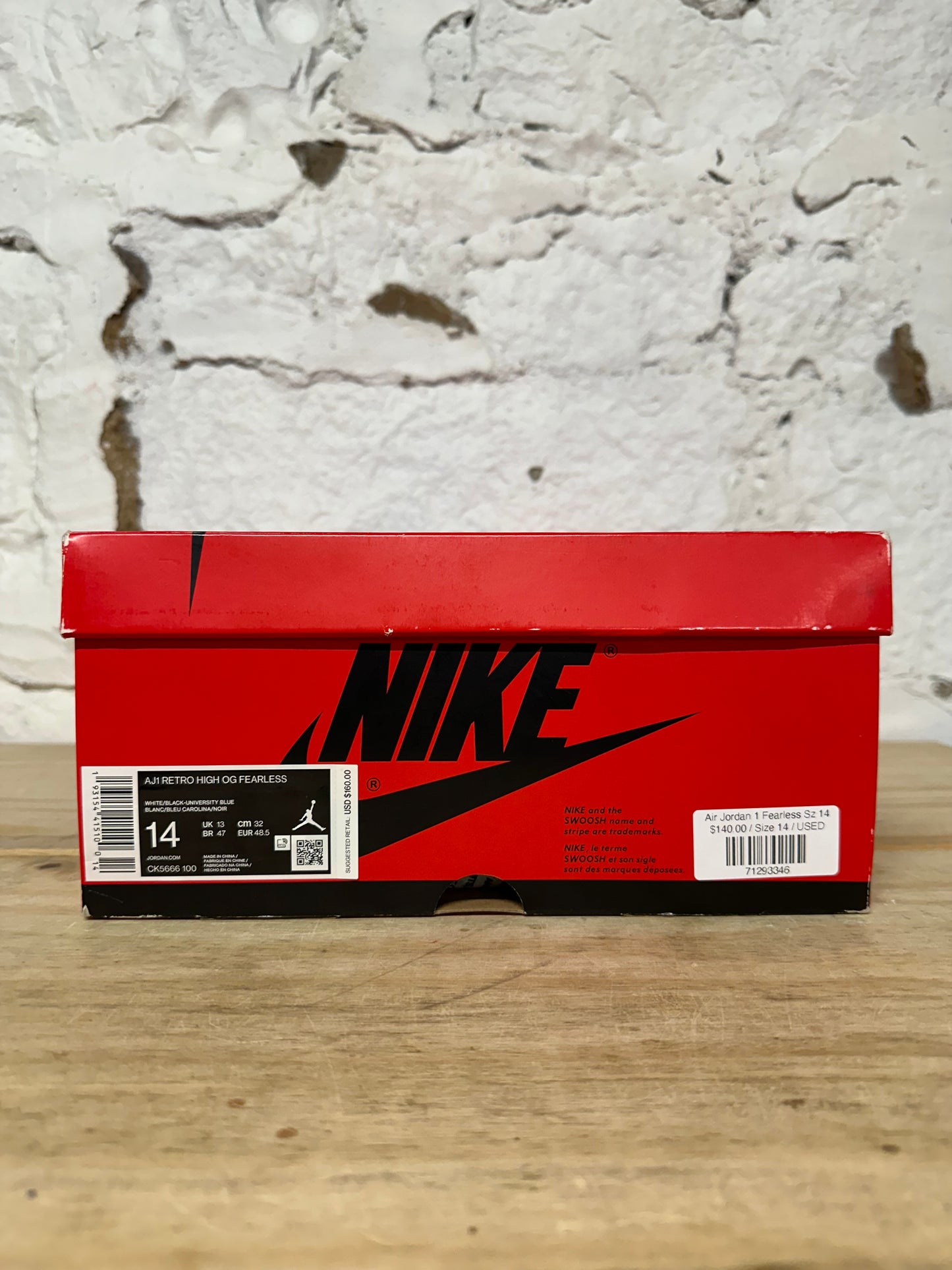 Air Jordan 1 Fearless Sz 14
