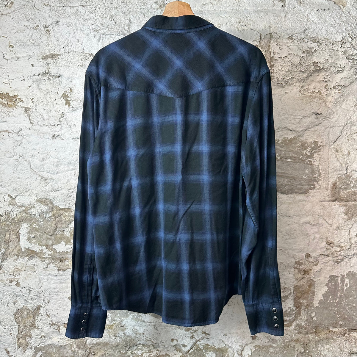 Saint Laurent Blue Plaid Button Up Shirt Sz XL