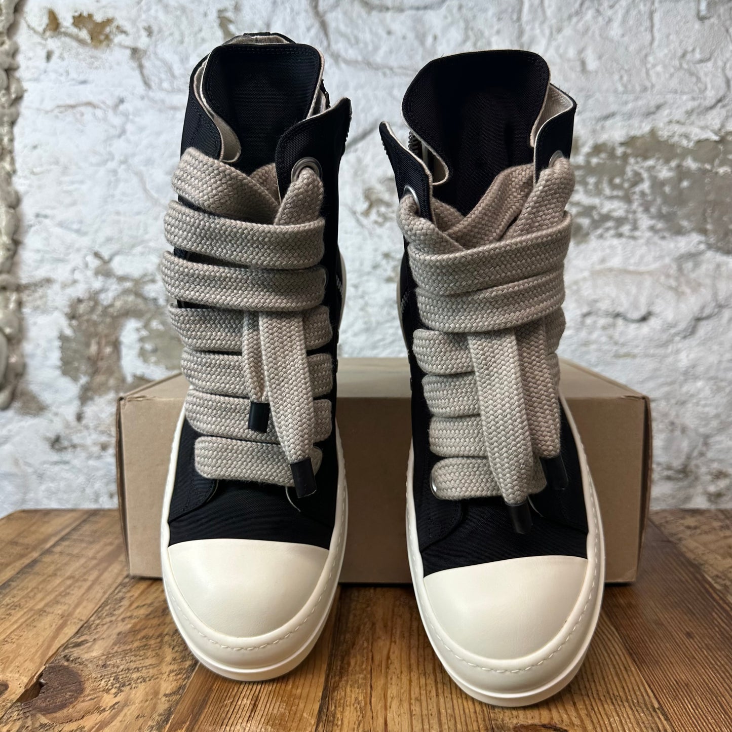 Rick Owens High Jumbo Lace Black Milk Sneaker Sz 10 (43)