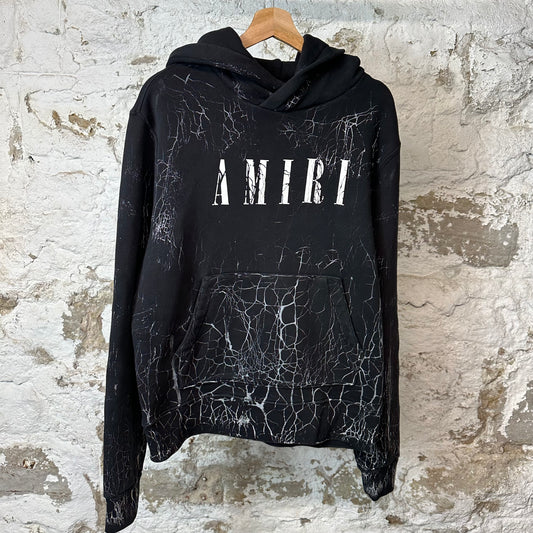 Amiri Cracked White Spell Hoodie Black Sz S