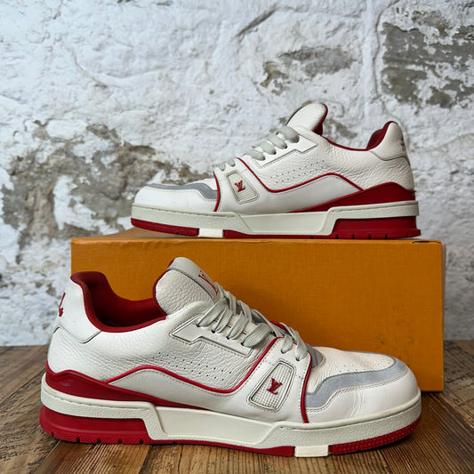Louis Vuitton White Cream Red Trainer Sneaker Sz 10.5 (9LV)