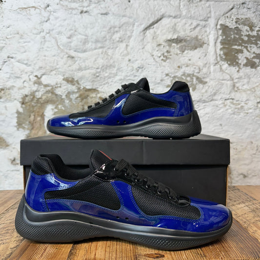 Prada Americas Cup Blue Patent Black Sneaker Sz 9.5