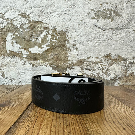 MCM Grey Monogram Black Belt (OSFA) DS