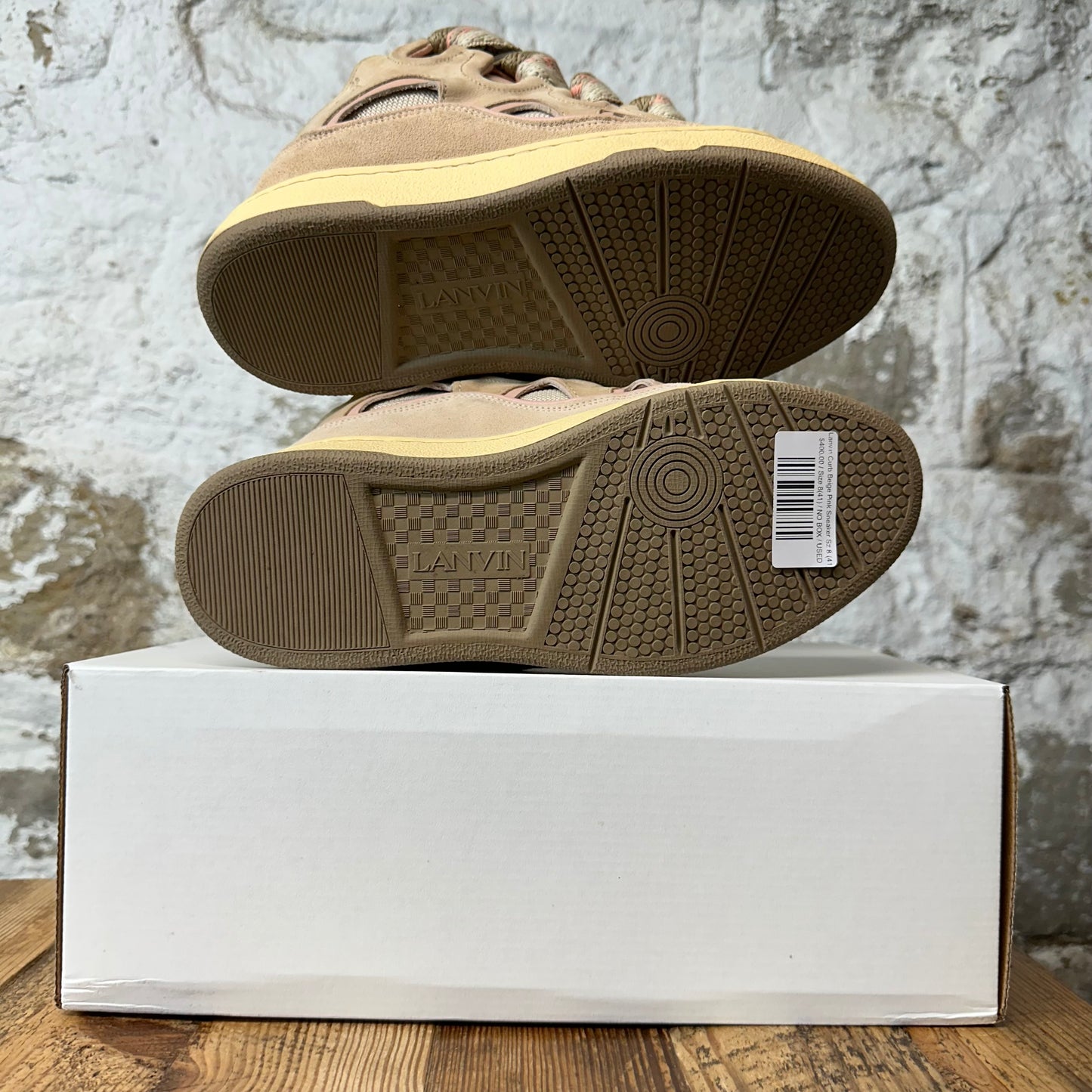 Lanvin Curb Beige Pink Sneaker Sz 8 (41)