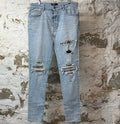 Amiri MX1 Black White Tie Dye Blue Denim Jeans Sz 34