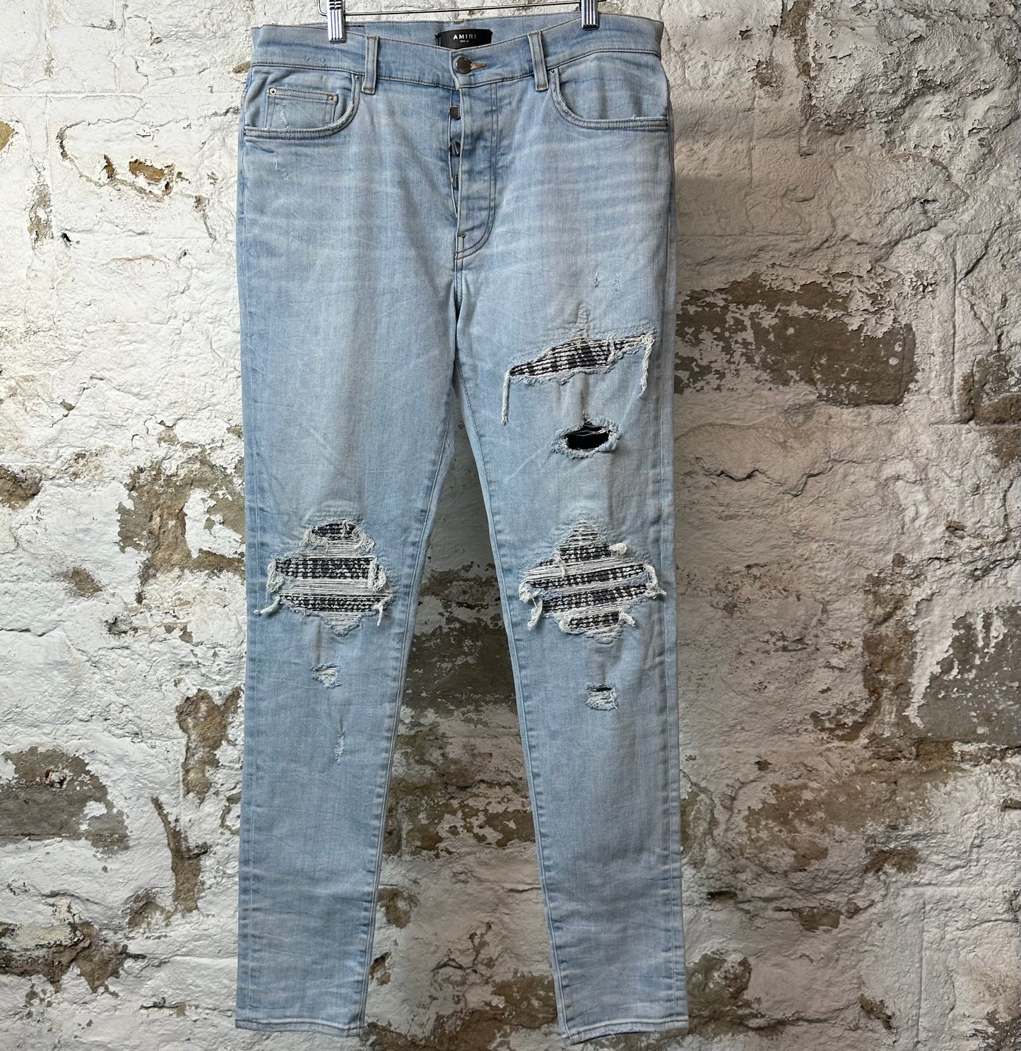 Amiri MX1 Black White Tie Dye Blue Denim Jeans Sz 34