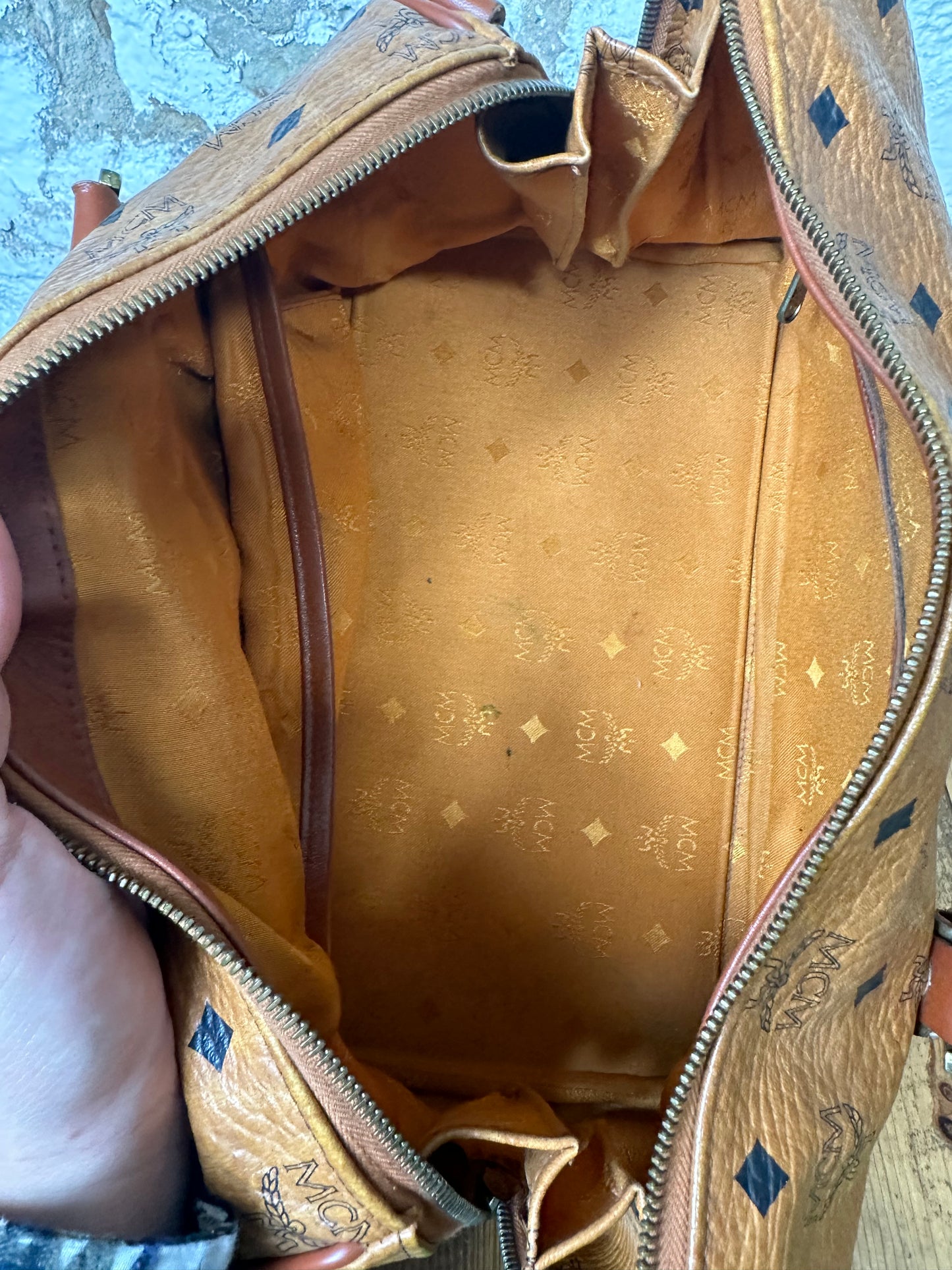 MCM Cognac Boston Bag