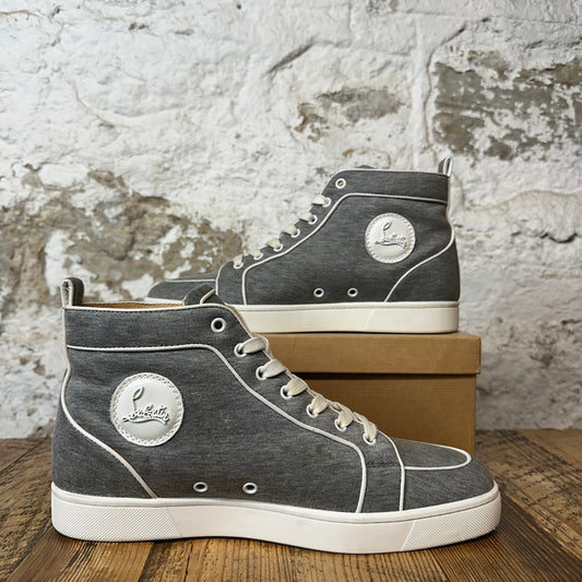 Christian Louboutin High Grey Linen White Sneaker Sz 10.5 (43.5)