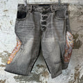 Who Decides War Flame Stained Glass Grey Denim Shorts Sz 30