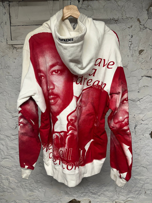 Supreme MLK Hoodie White Red Sz L