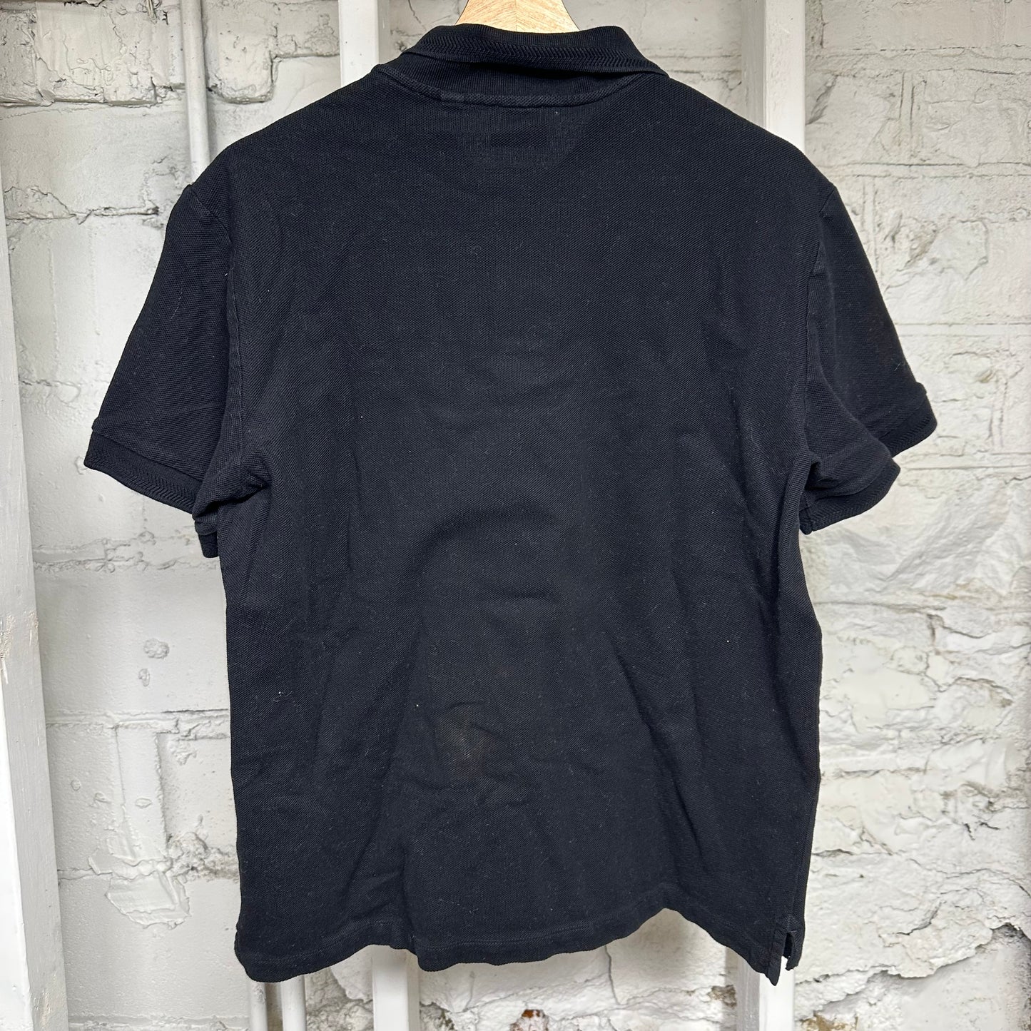 Burberry Monogram Motif Polo Black T-Shirt Sz L