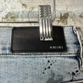 Amiri MX1 Blue Patch Paint Splatter Blue Denim Jeans Sz 32