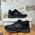 Chanel CC Triple Black Trainer Sneaker Sz 7 (40)
