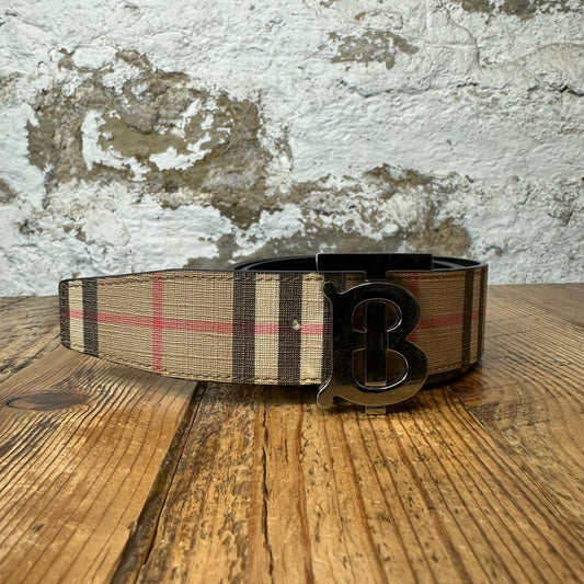 Burberry Plaid TB Logo Belt Sz (85/34)