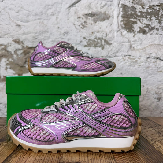 Bottega Veneta Pink Gloss Silver Orbit Sneaker Sz 6.5 (39)