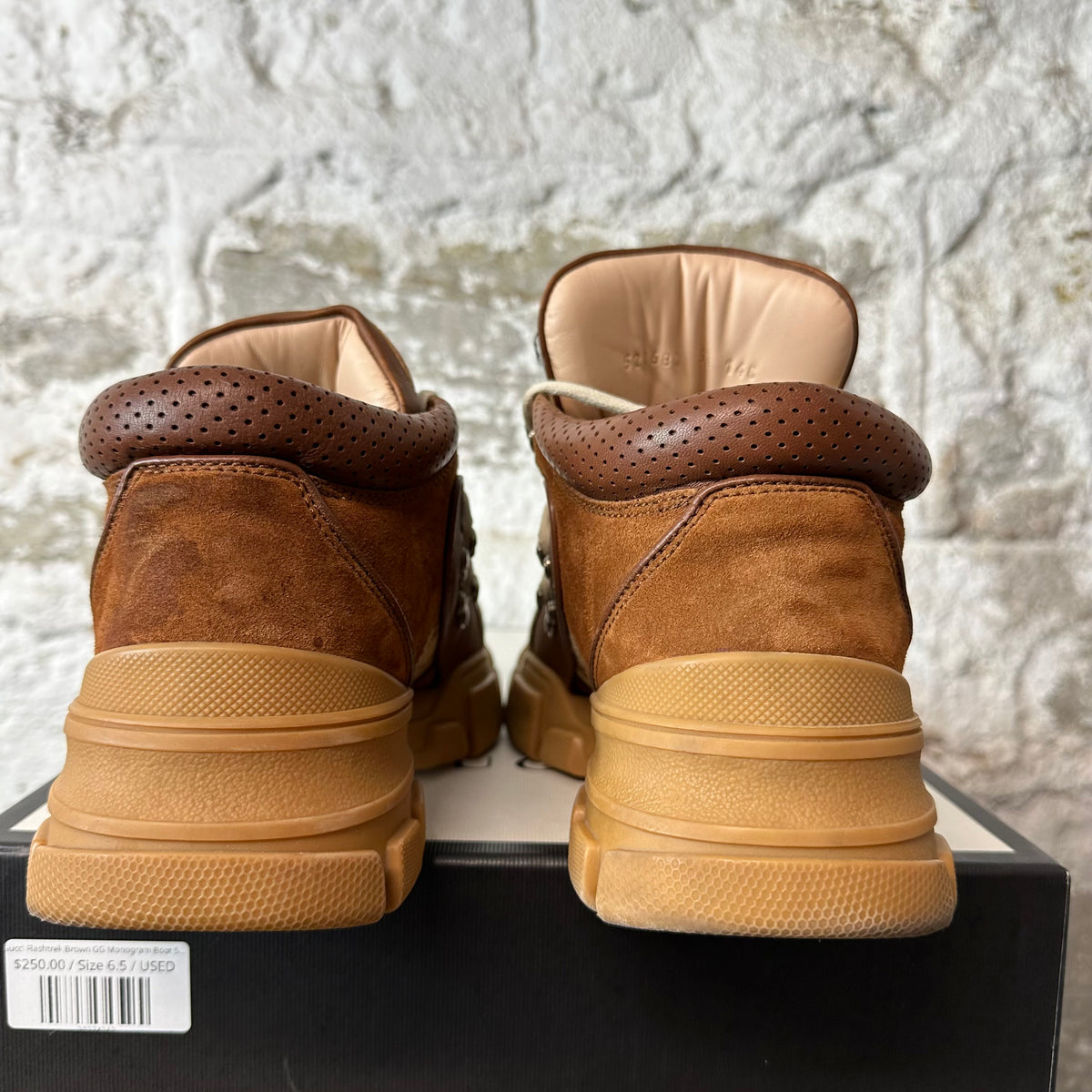 Gucci Flashtrek Brown GG Monogram Boot Sz 6.5