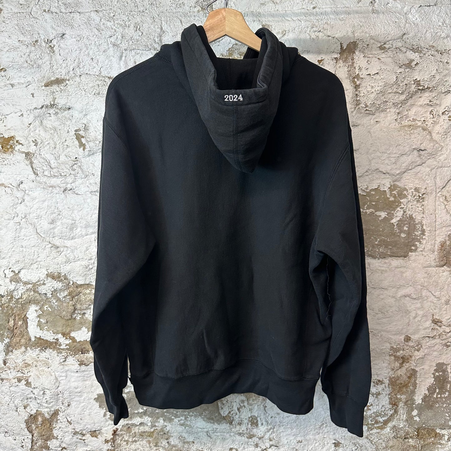 Supreme White Cursive Spellout Black Hoodie Sz S