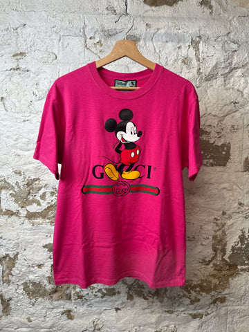 Gucci Mickey Mouse Pink T-shirt Sz XS