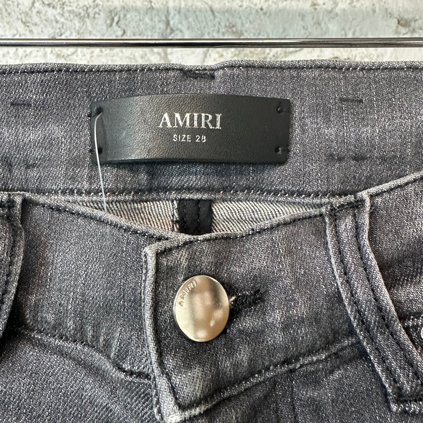 Amiri MX1 Red Suede Grey Denim Jeans Sz 28 DS