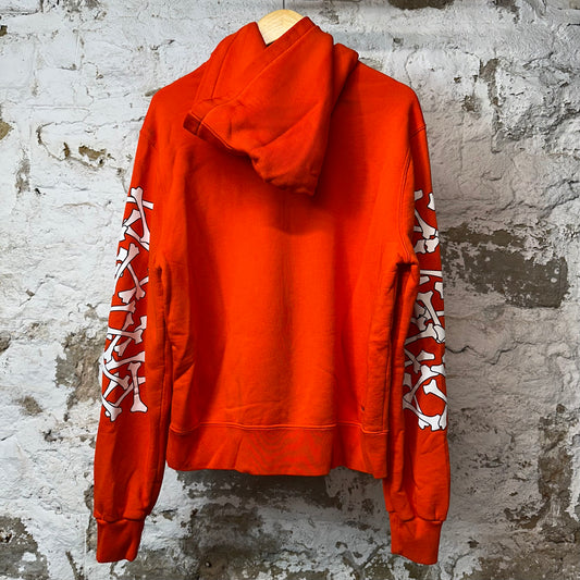 Amiri White Bone Sleeve Hoodie Orange Sz XS