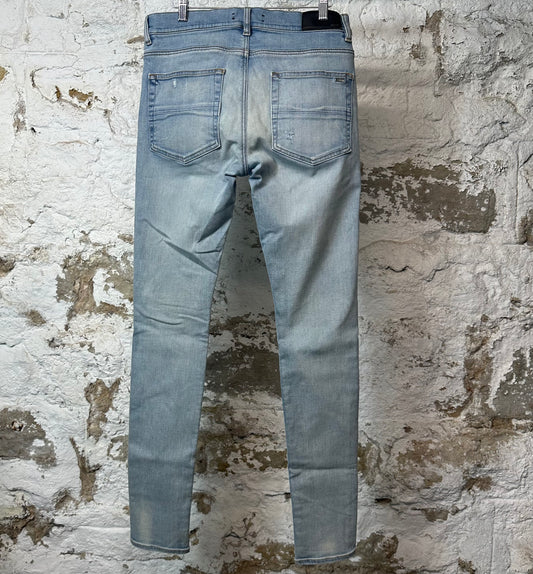 Amiri MX1 Cream Suede Blue Denim Jeans Sz 31