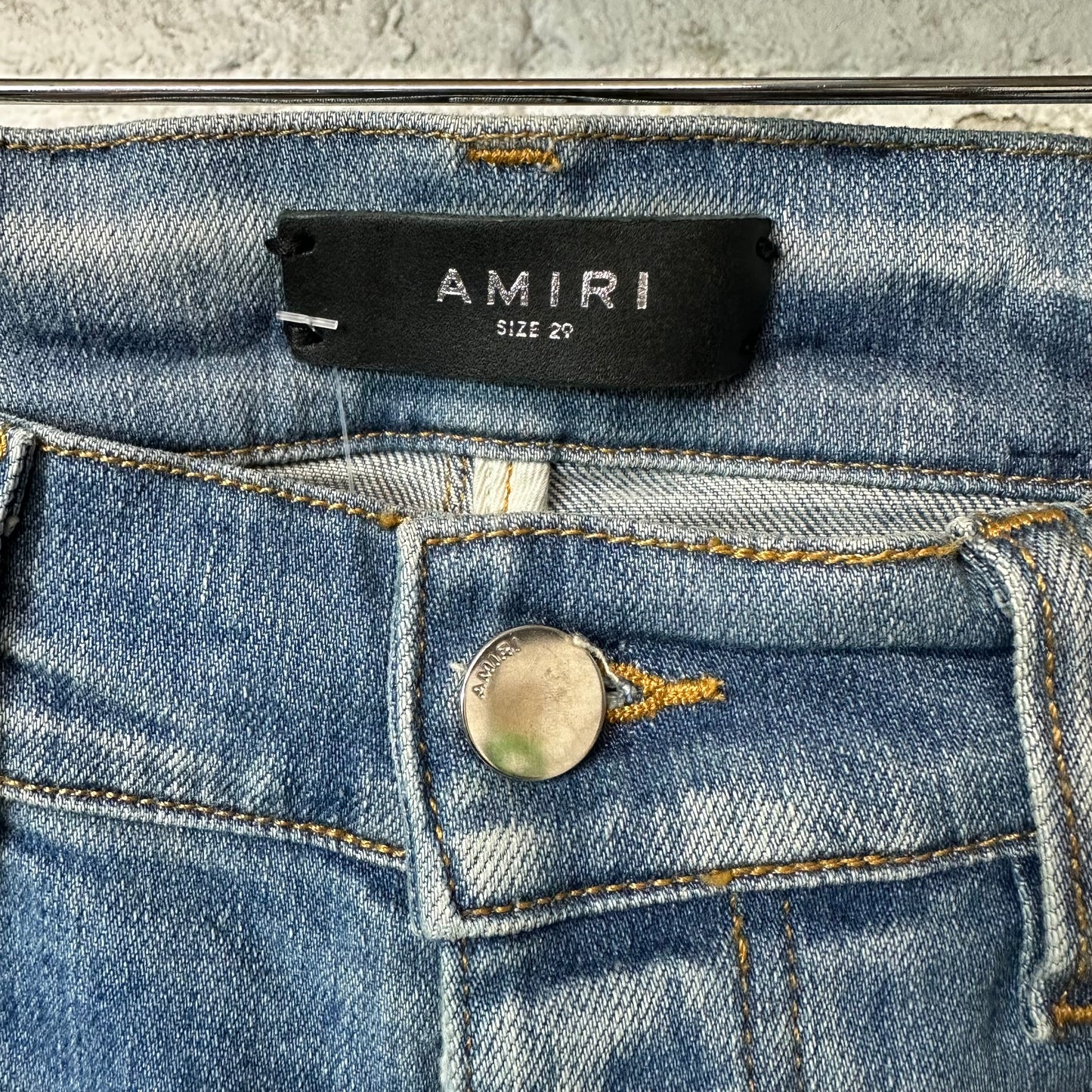 Amiri MX1 Sky Blue Cream Blue Denim Jeans Sz 29