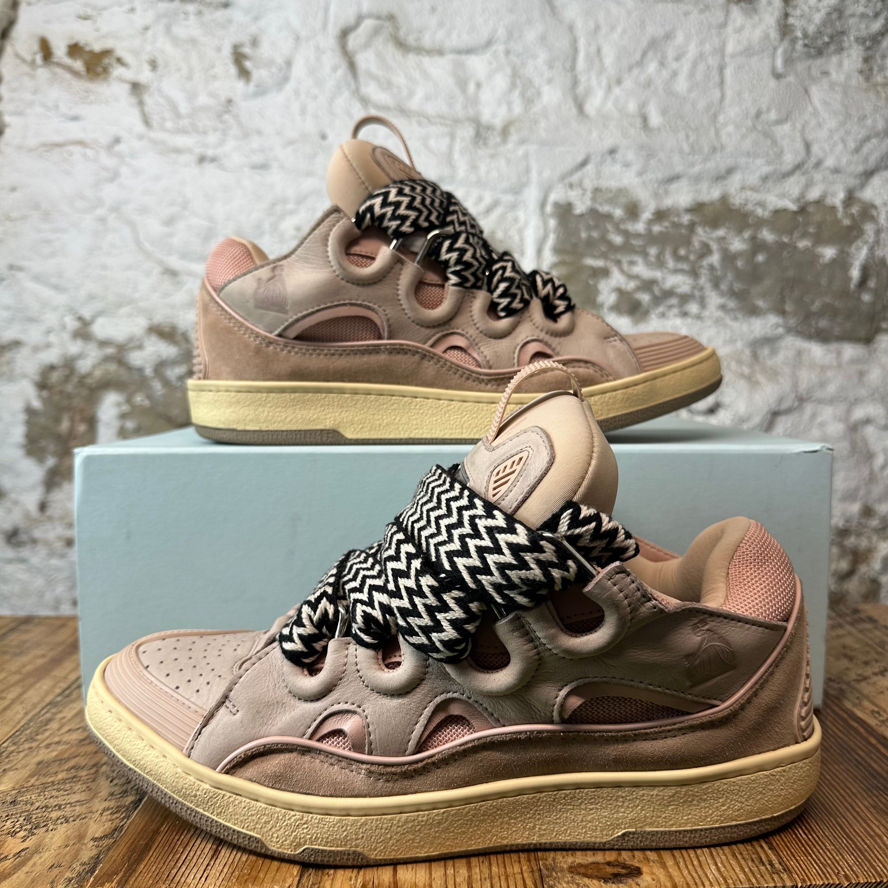 Lanvin Curb Black White Lace Pink Sneaker Sz 10 (43)