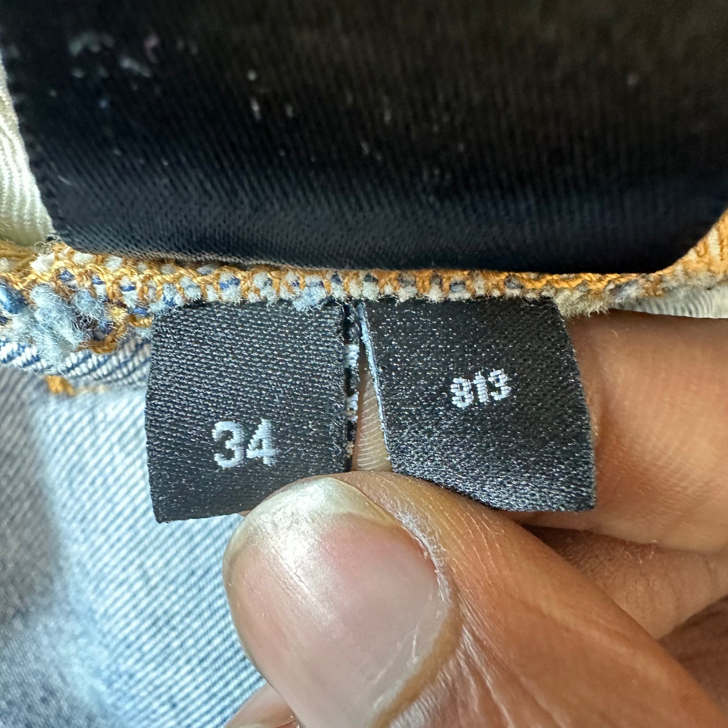 Amiri MX1 Brown Suede Blue Denim Jeans Sz 34