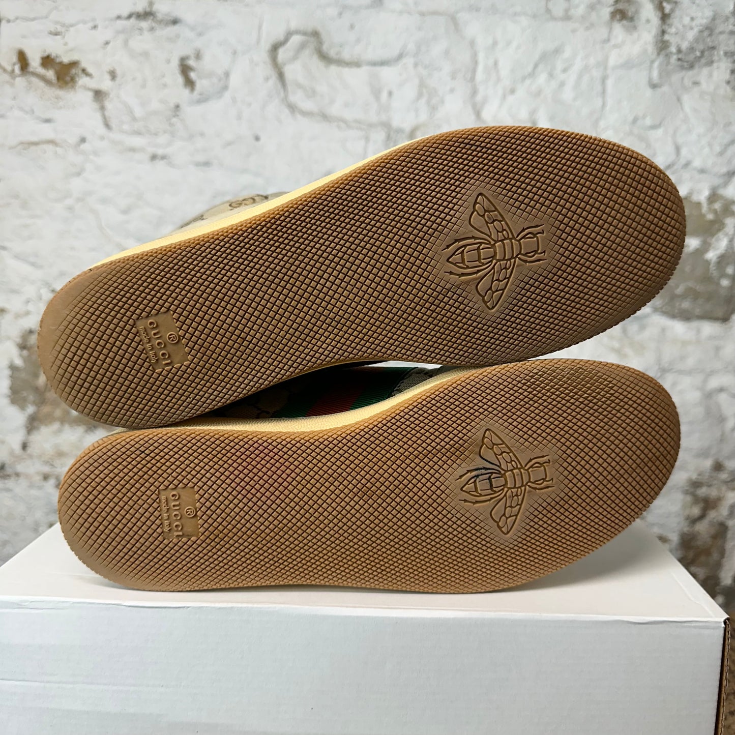 Gucci High Beige GG Monogram Screener Sneaker Sz 9.5