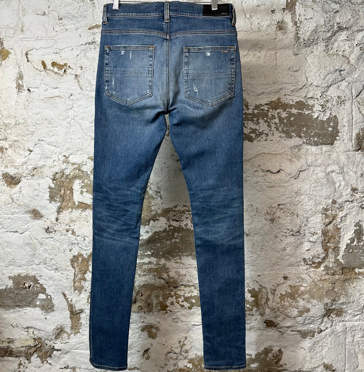 Amiri Knee Stitch Plain Blue Denim Jeans Sz 29