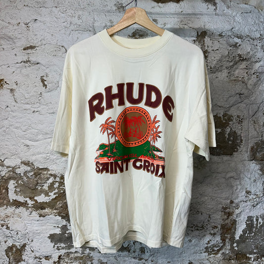 Rhude Saint Croix Cream T-Shirt Sz M